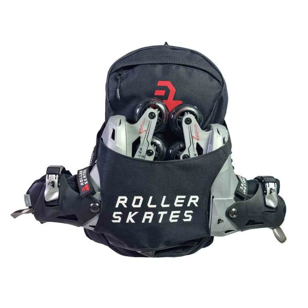 black roller skates packback